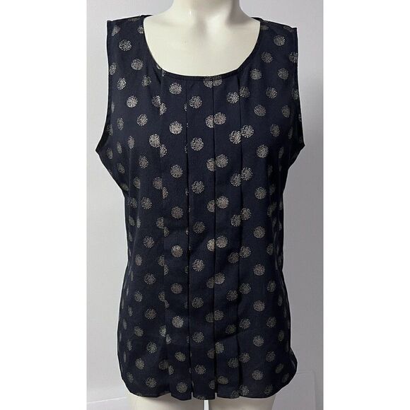 Chico's Women's Sleeveless Navy Top with Silver Dots & High Low Hemline Size 0 - Picture 4 of 8